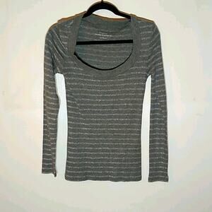 Express Women's Scoop neck Striped long Sleeve top. Sparkles. Size Small